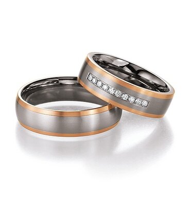 Titanium/Gouden Trouwringen Briljanten