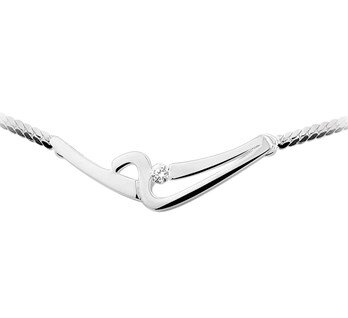 Zilveren collier met zirkonia.