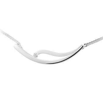 Zilveren collier met zirkonia en een poli/matte afwerking