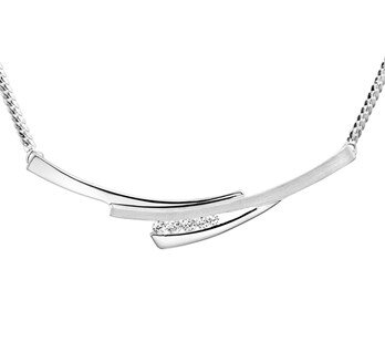 Zilveren collier met zirkonia.