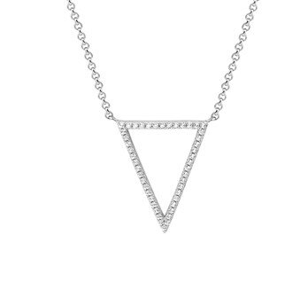 Gerhodineerd zilveren collier met een driehoek van zirkonia.