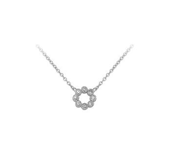 Gerhodineerd zilveren collier met een cirkel van zirkonia.