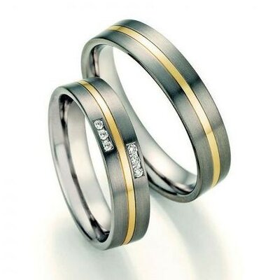 Trouwringen Titanium met Goud