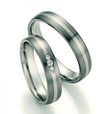 Trouwringen Titanium met Goud
