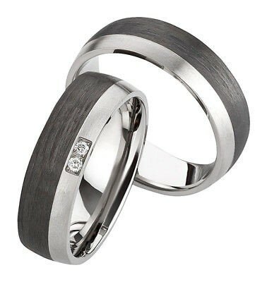 Trouwringen Titanium met carbon