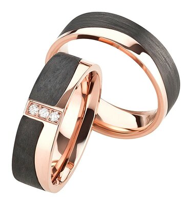 Trouwringen Titanium met carbon
