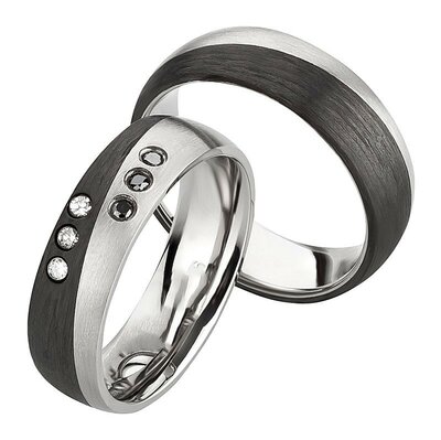 Trouwringen Titanium met Carbon