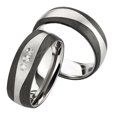 Trouwringen Titanium met carbon