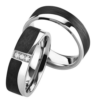 Trouwringen Titanium met carbon