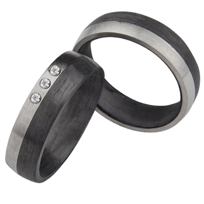 Trouwringen Titanium met carbon