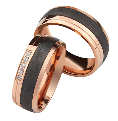 Trouwringen Titanium met carbon