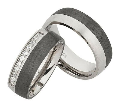 Trouwringen Titanium met carbon