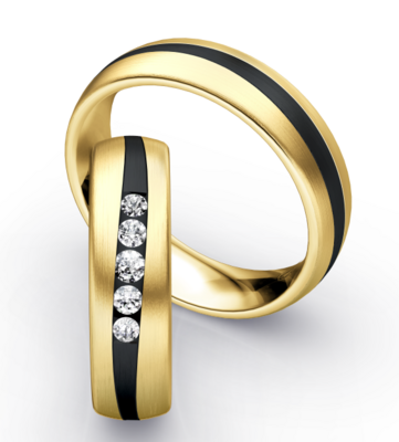 Bicolor Trouwring Goud met Zirkonium en Briljanten