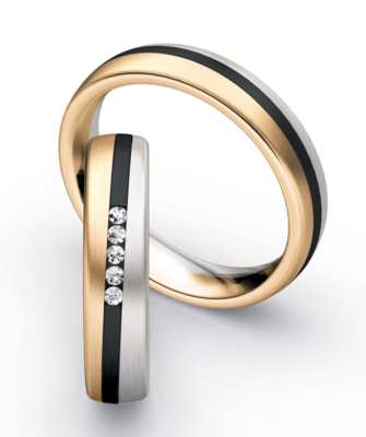 Bicolor Trouwring Goud met Zirkonium en Briljanten
