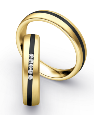 Bicolor Trouwring Goud met Zirkonium en Briljanten