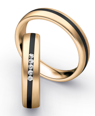 Bicolor Trouwring Goud met Zirkonium en Briljanten