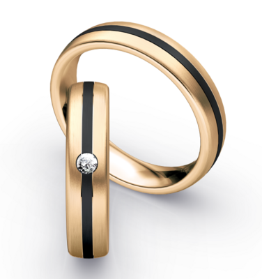 Bicolor Trouwring Goud met Zirkonium en Briljanten