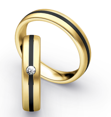Bicolor Trouwring Goud met Zirkonium en Briljanten