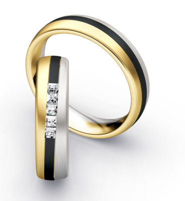 Bicolor Trouwring Goud met Zirkonium en Briljanten