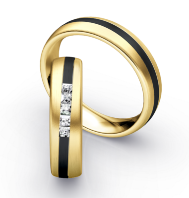Bicolor Trouwring Goud met Zirkonium en Briljanten
