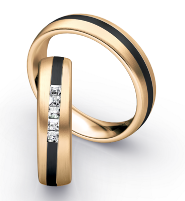 Bicolor Trouwring Goud met Zirkonium en Briljanten