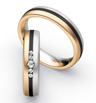 Bicolor Trouwring Goud met Zirkonium en Briljanten