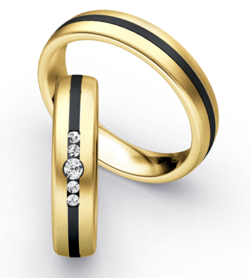 Bicolor Trouwring Goud met Zirkonium en Briljanten