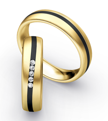 Bicolor Trouwring Goud met Zirkonium en Briljanten