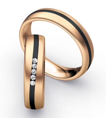 Bicolor Trouwring Goud met Zirkonium en Briljanten