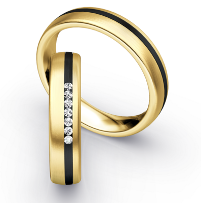 Bicolor Trouwring Goud met Zirkonium en Briljanten