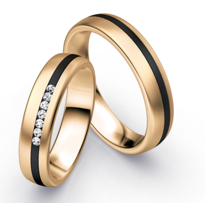 Bicolor Trouwring Rosegoud met Zirkonium en Briljanten