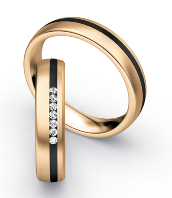 Bicolor Trouwring Rosegoud met Zirkonium en Briljanten