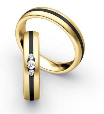 Bicolor Trouwring Goud met Zirkonium en Briljanten