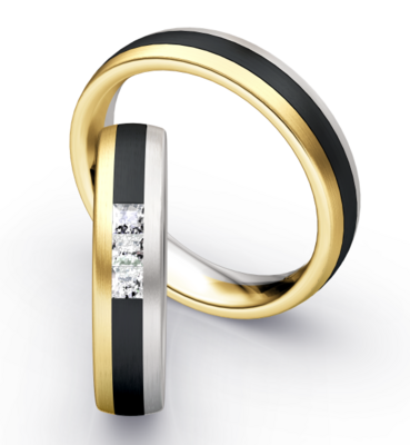Bicolor Trouwring Goud met Zirkonium en Briljanten