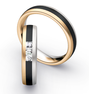 Bicolor Trouwring Goud met Zirkonium en Briljanten