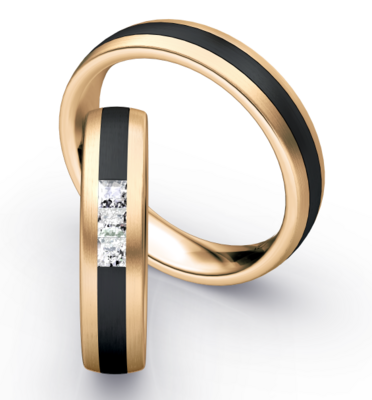Bicolor Trouwring Goud met Zirkonium en Briljanten