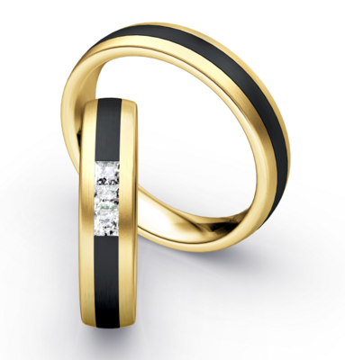 Bicolor Trouwring Goud met Zirkonium