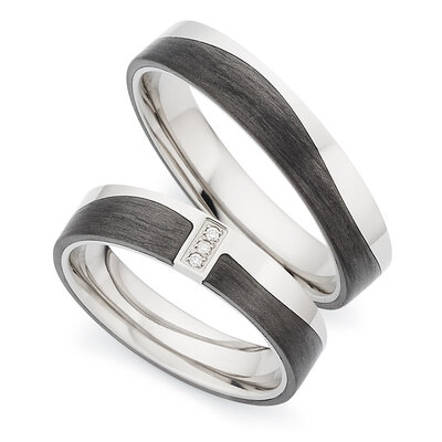 Trouwringen Titanium met carbon