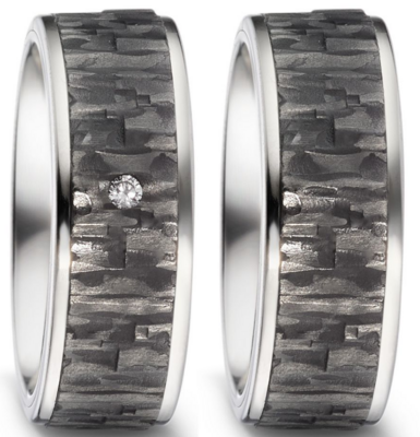 Trouwringen Titanium met Carbon