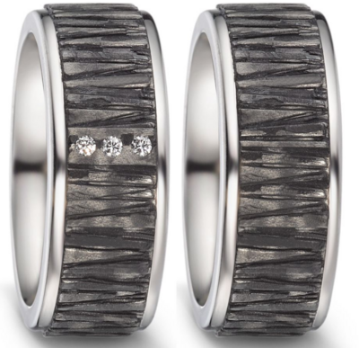 Trouwringen Titanium met Carbon