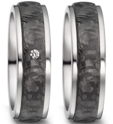 Trouwringen Titanium met Carbon