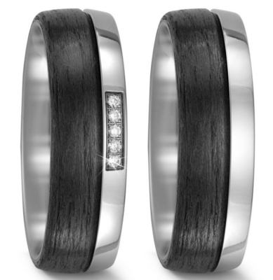 Trouwringen Titanium met Carbon