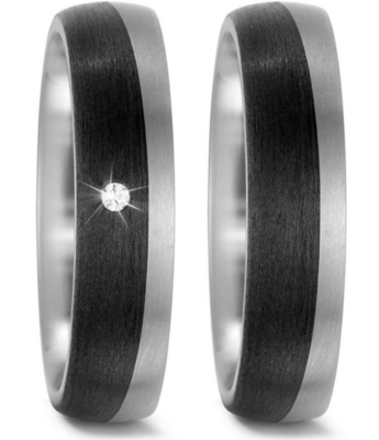Trouwringen Titanium met Carbon