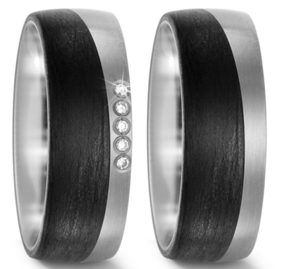 Trouwringen Titanium met Carbon