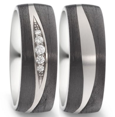 Trouwringen Titanium met Carbon