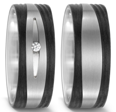 Trouwringen Titanium met Carbon