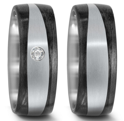 Trouwringen Titanium met Carbon