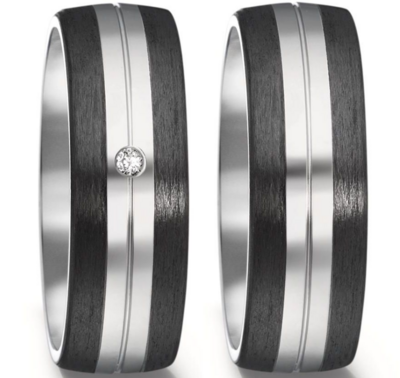 Trouwringen Titanium met Carbon