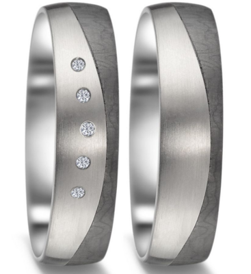 Trouwringen Titanium met Carbon