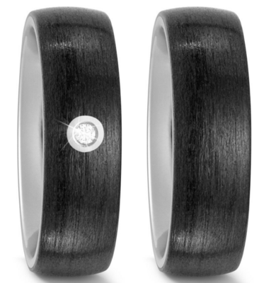 Trouwringen Titanium met Carbon